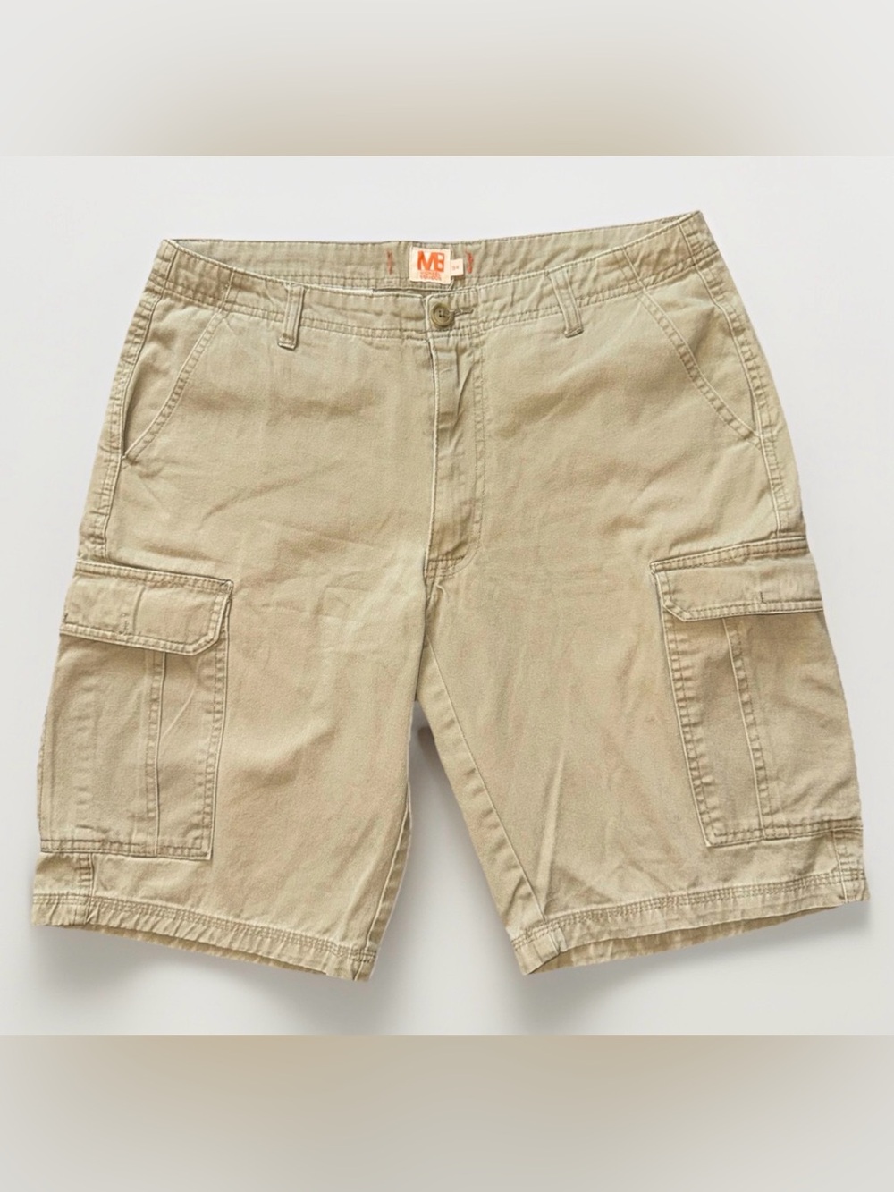 Michael Brandon Men's Cargo Shorts in Khaki Beige 100% Cotton